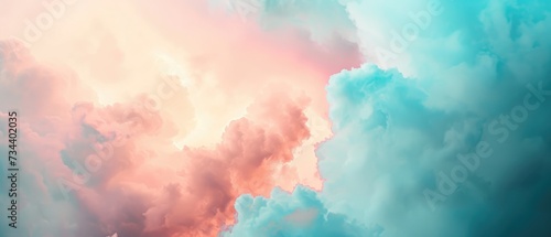 Dreamy Pastel Sky with Fluffy Clouds at Sunset