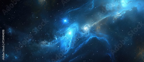 Majestic Cosmic Nebula with Bright Star Clusters