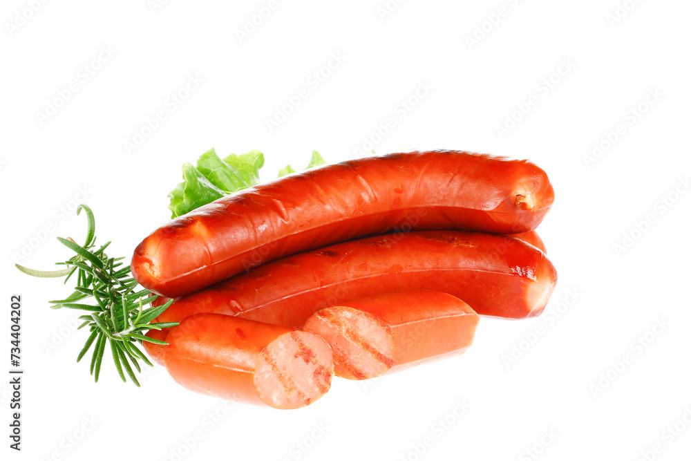 Sausages, isolated on a white background Sausages, isolated on a white background