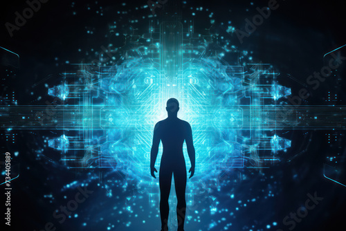 Digital Man: A Futuristic Exploration of Human Anatomy through Virtual Interface.