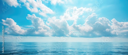 Tranquil Blue Sky Overlapping Calm Ocean