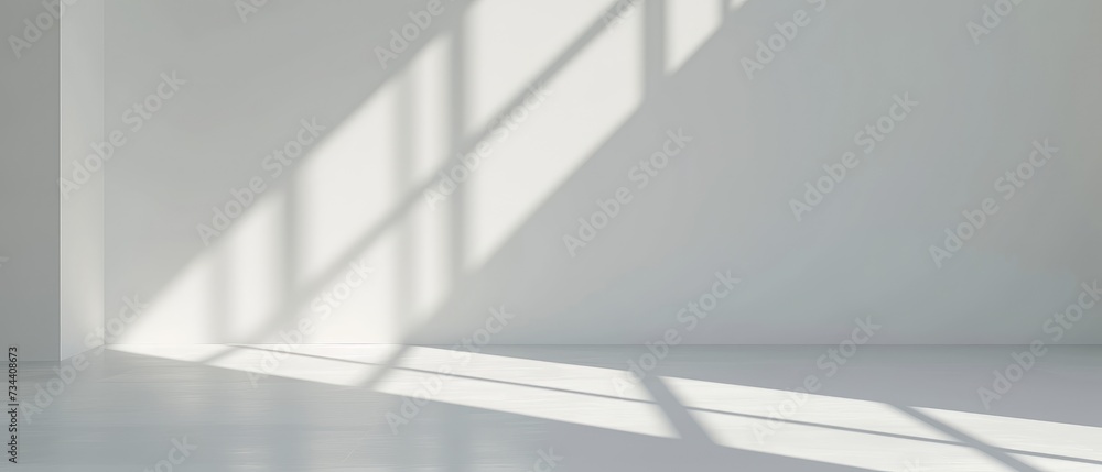 Obraz premium Minimalist White Interior with Sunlight Shadows