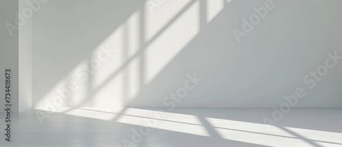 Minimalist White Interior with Sunlight Shadows