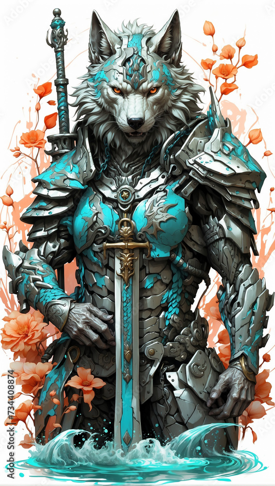knight wolf with sword