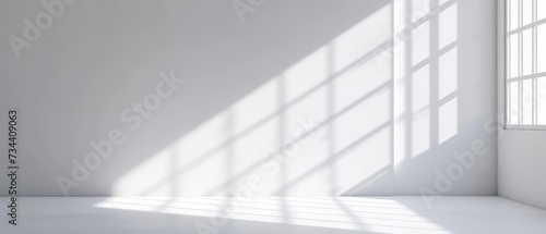 White Minimalist Room with Window Light Shadows