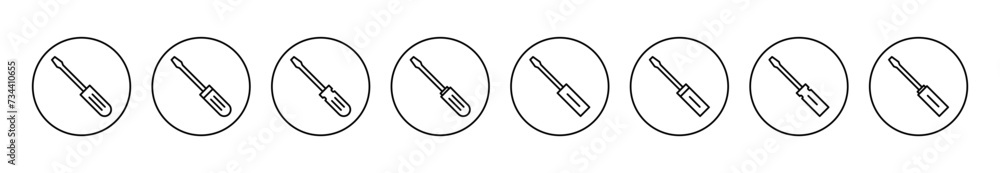 Screwdriver icon set vector. tools sign and symbol Screwdriver icon set vector. tools sign and symbol