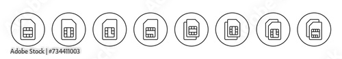 Sim card icon set vector. dual sim card sign and symbol
