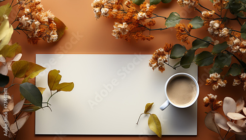 Autumn coffee table  nature warmth, creativity, and relaxation generated by AI