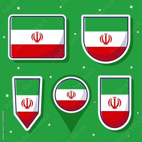 Free Download Iran national flag cartoon vector illustration bundle packs - GFXLoad
