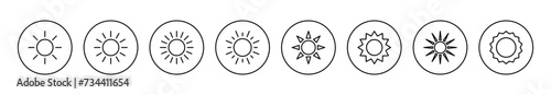Sun icon set vector. Brightness sign and symbol.