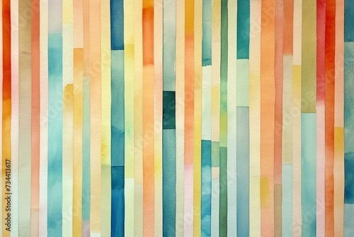 Stripes created from watercolor wash and a combination of washi tape and adhesive notes. Generative AI