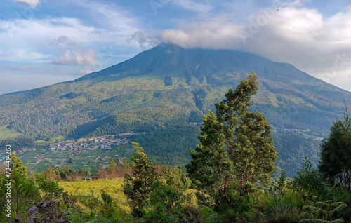 View of Mount Lawu in a sunny morning