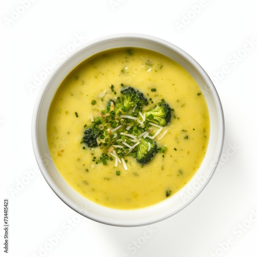 Broccoli soup closeup isolated on white background