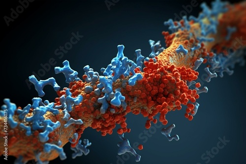 A 3D illustration of a therapeutic antibody binding to PD-1. Generative AI photo