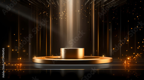Luxurious podium, decorated with sparkling light effects
