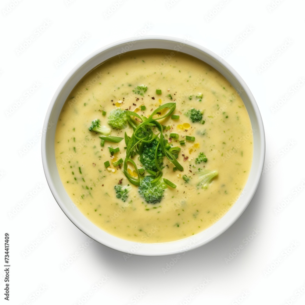 Broccoli soup closeup isolated on white background Broccoli soup closeup isolated on white background