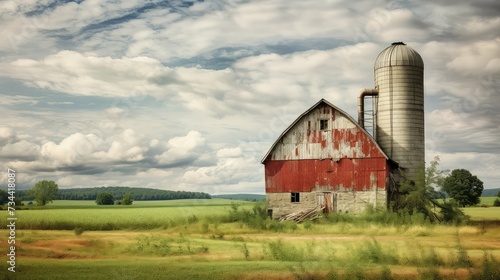 agriculture barn with silo