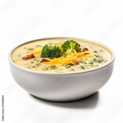 Broccoli soup closeup isolated on white background