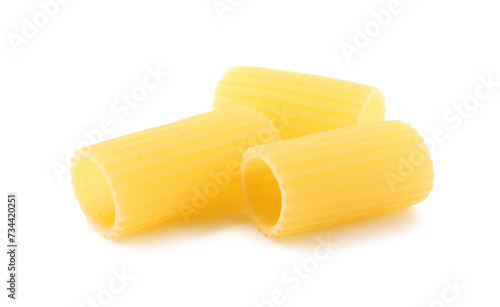 Εκτύπωση καμβά Raw rigatoni pasta isolated on white. Italian cuisine