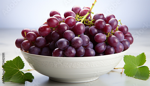 Fresh, ripe grapes in a bowl, nature sweet refreshment generated by AI