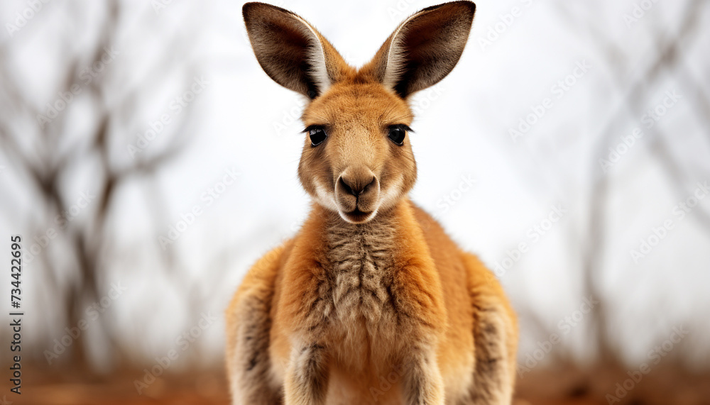 Cute young rabbit looking at camera in grassy meadow generated by AI Cute young rabbit looking at camera in grassy meadow generated by AI