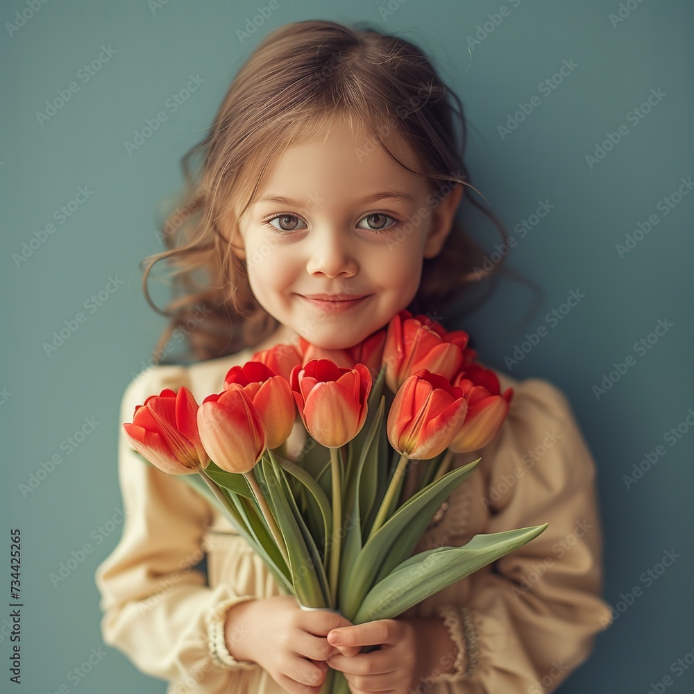 Girl with Red Tulips in Yellow Dress
Girl with Red Tulips in Yellow Dress