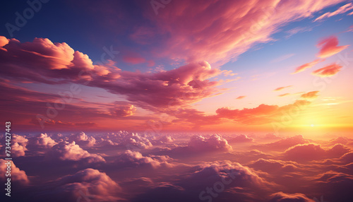 Dramatic sky, vibrant colors, nature beauty in twilight generated by AI © grgroup