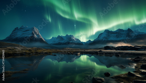 Majestic mountain peak reflects tranquil night sky beauty in nature generated by AI