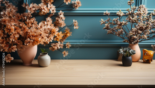 Fresh spring bouquet on wooden table brings nature indoors generated by AI