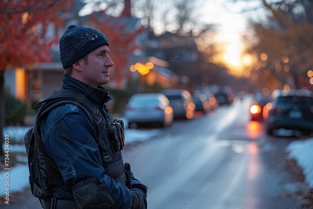 A neighborhood watch program demonstrating unity in safeguarding the community, ensuring safety for all residents. Concept of community safety. Generative Ai. A neighborhood watch program demonstrating unity in safeguarding the community, ensuring safety for all residents. Concept of community safety. Generative Ai.