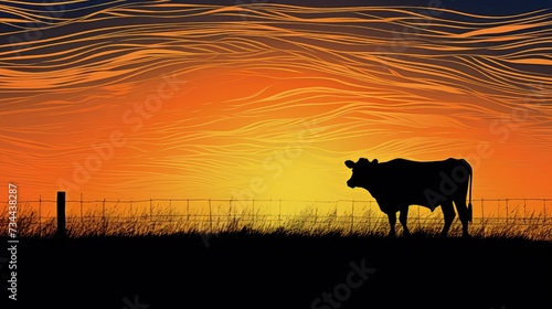 livestock cow drawn silhouette