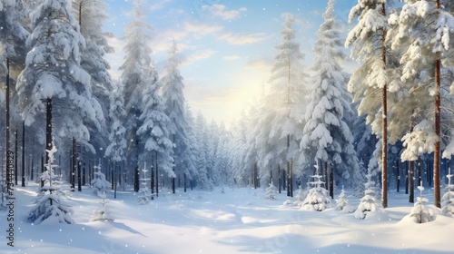 cozy winter holidays pine snow © PikePicture