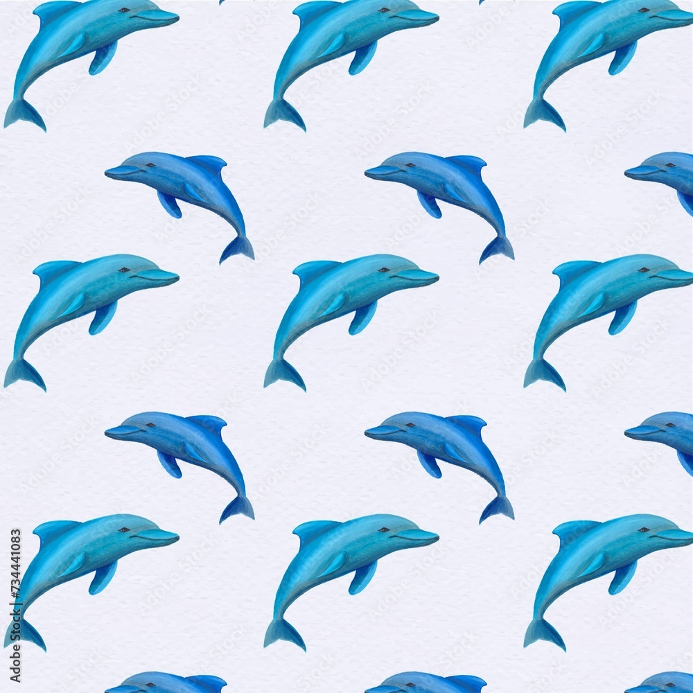 Naklejka premium Dolphin Pattern Background