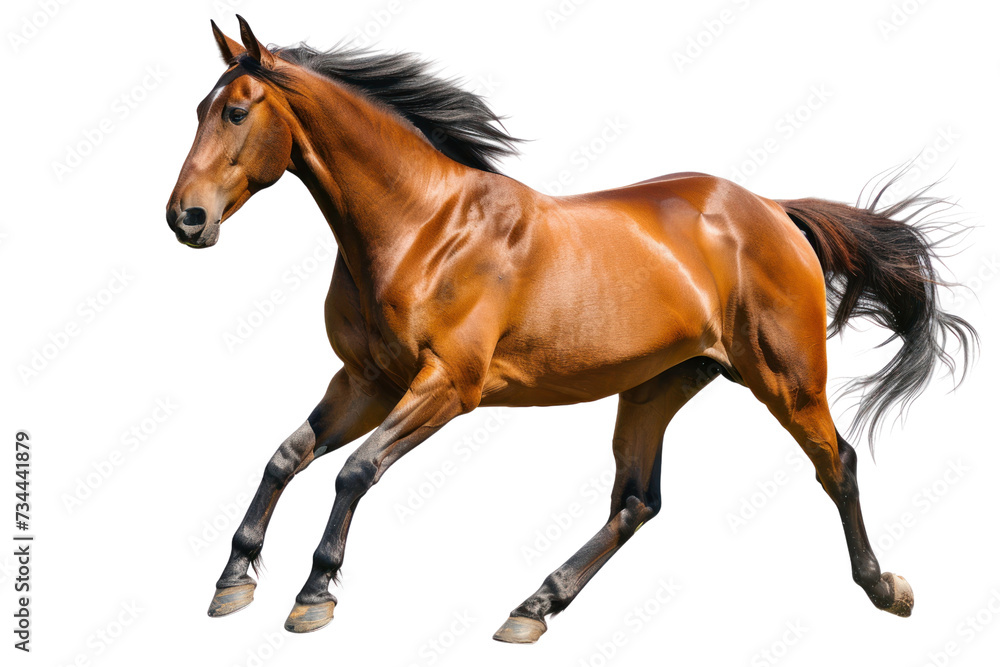 Fototapeta premium Bay horse, isolated on transparent and white background.PNG image