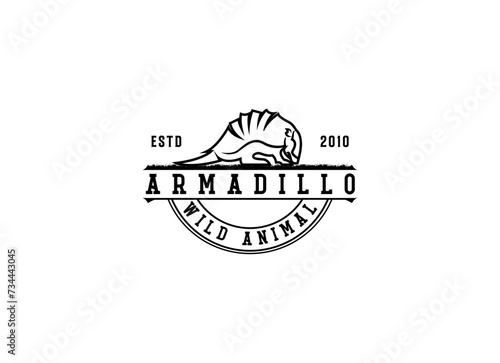 armadillo hipster vintage logo vector icon illustration photo
