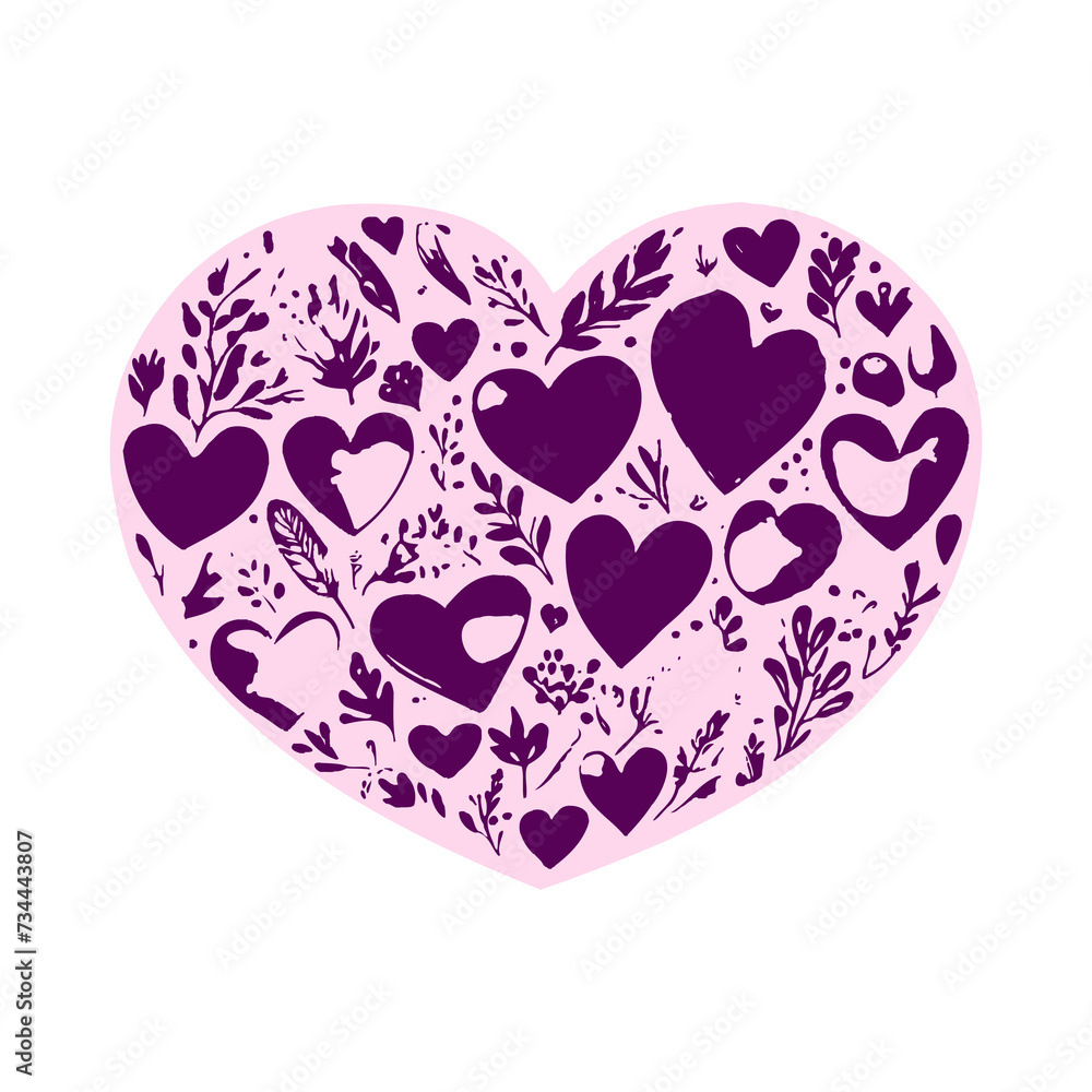 Purple heart made of hearts