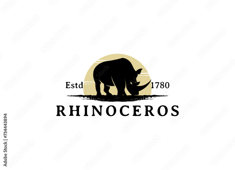 Head rhino logo design. Rhinoceros vector illustration Head rhino logo design. Rhinoceros vector illustration