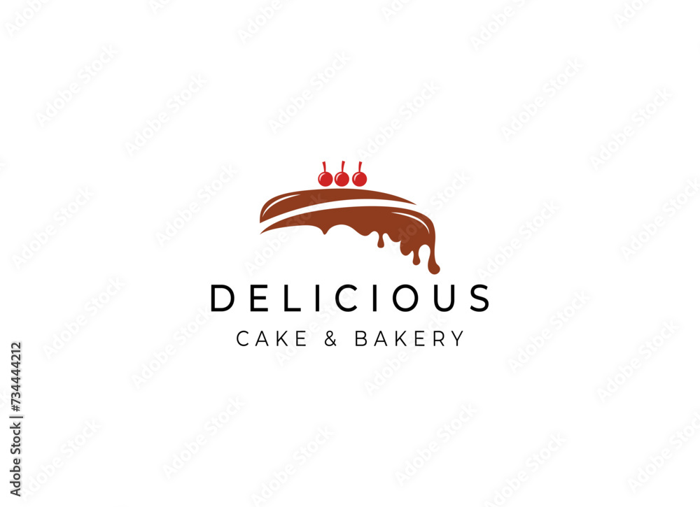 Sweet Shop logo template design vector. Illustration of cake with cherries.