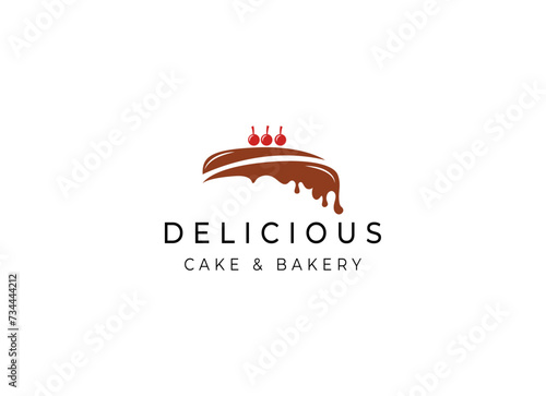 Sweet Shop logo template design vector. Illustration of cake with cherries.