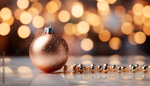 Christmas ornament glowing in the dark, reflecting vibrant winter celebration generated by AI