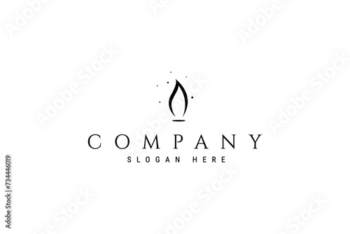 candle flame illustration vector logo design template