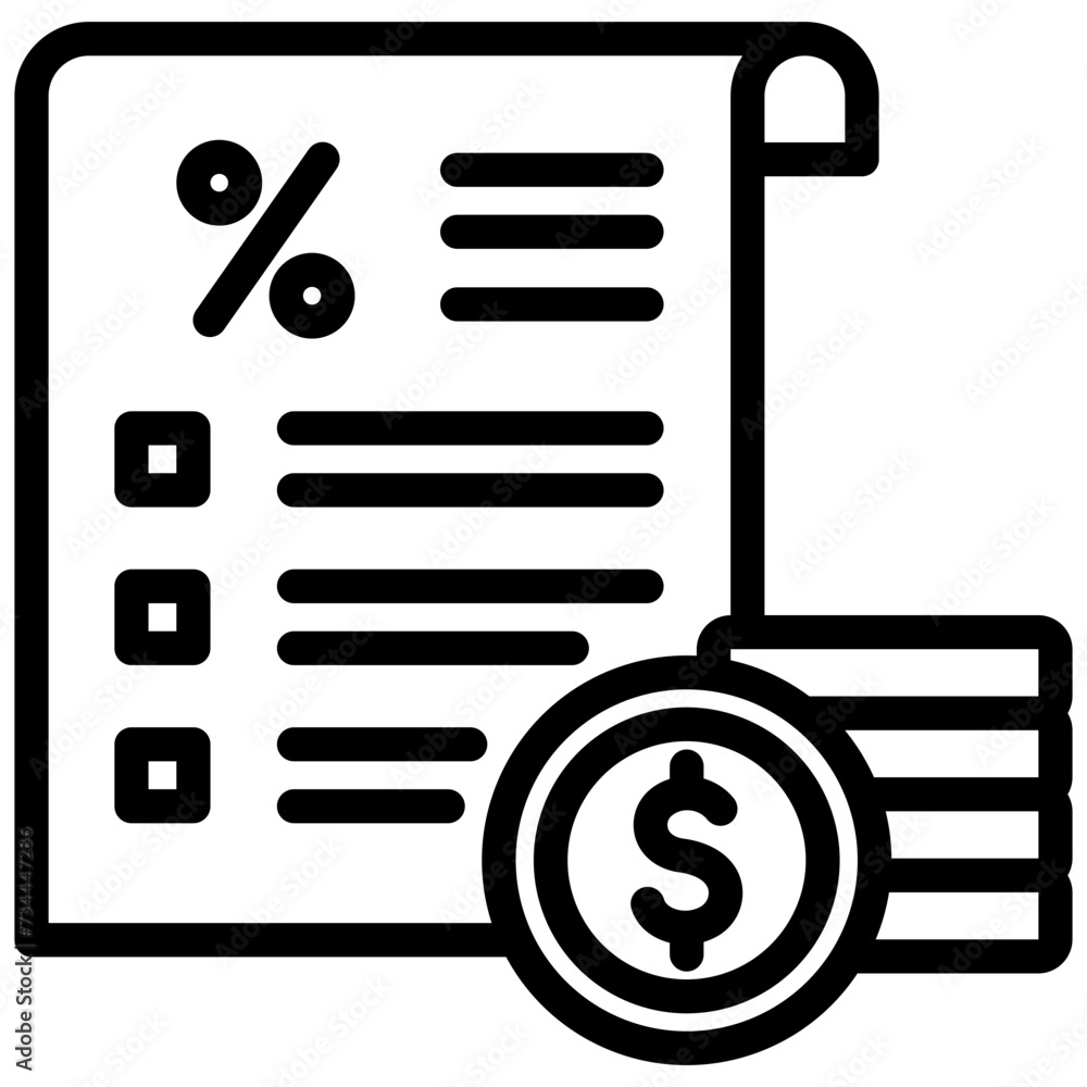 Tax Planning black outline icon, related to financial and business theme, use for UI or UX kit, web and app development Tax Planning black outline icon, related to financial and business theme, use for UI or UX kit, web and app development