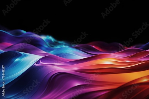 Colorful abstract waves on a dark background, created by ai generated