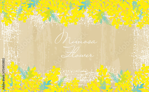 可愛い　おしゃれ　ミモザの背景イラスト