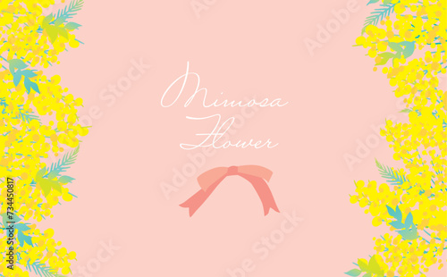 可愛い　おしゃれ　ミモザの背景イラスト