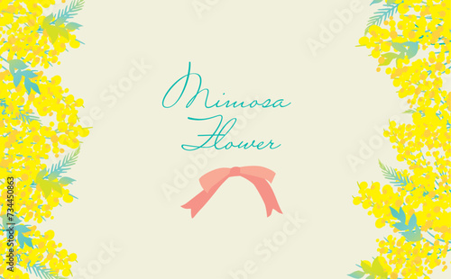 可愛い　おしゃれ　ミモザの背景イラスト