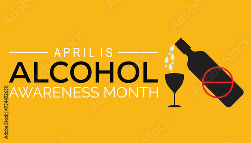 Alcohol Awareness Month observed every year in April. Holiday, poster, card and background vector illustration design.
