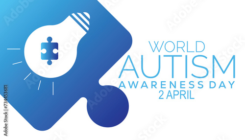 World Autism Awareness Day observed every year in April. Holiday, poster, card and background vector illustration design.