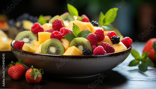 Freshness and sweetness in a gourmet bowl of berries generated by AI