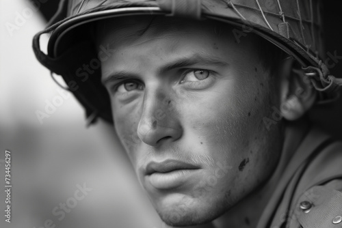 portrait of Allied soldier on world war 2 battlefield - historical combat photography © sam